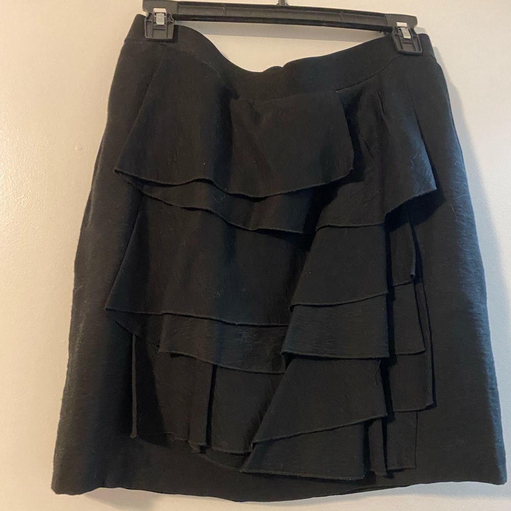 BCBGMaxAzria  Ruffle Front Black Skirt